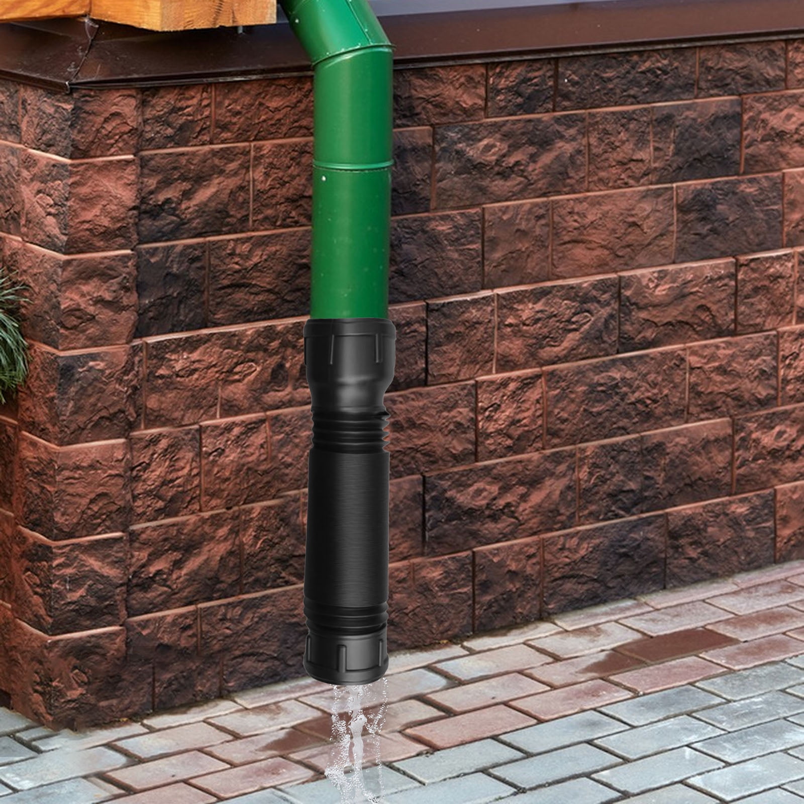 Flexible & Extendable Rain Gutter Downspout Extension - PE Drainage Pipe, Adjustable 20-59", Splash Guard, For Outdoor Use (Brown)