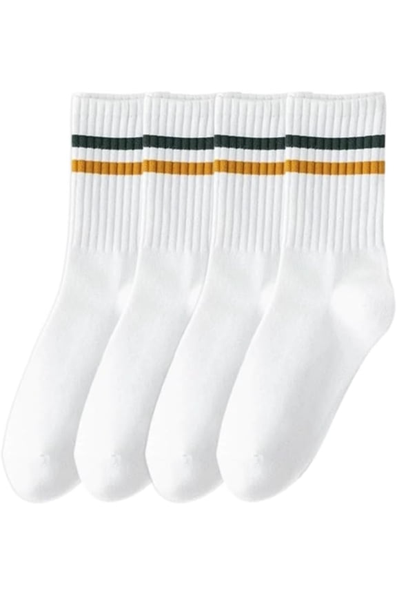 2pairs 2 Pairs Pilates Grippy Socks 260x150x3mm White Cotton Stripe Non Slip Long Socks for Sports Pure Barre Ballet Dance Workout White