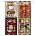 2panels Coffee Cup cortinas Word Brown Beans Bedroom Kitchen Blinds