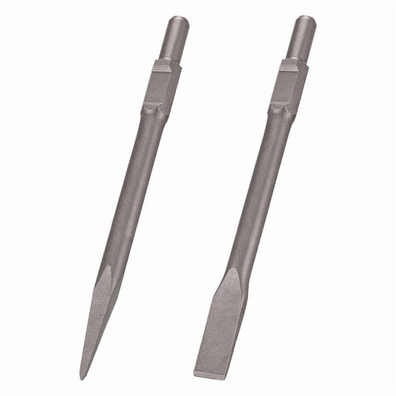 2pc 1-3/16 Inch Hex Chisel Set with Point & Flat Chisels for Heavy Duty Electric Demolition Jack Hammer Concrete Breaker