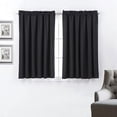 thumbnail image 1 of 2pc 100% Blackout Rod Pocket Thermal Insulated Window Treatment Curtain Panels Set 52"W x 45"L, Black, 1 of 4
