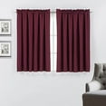 thumbnail image 1 of 2pc 100% Blackout Rod Pocket Thermal Insulated Window Treatment Curtain Panels Set 52"W x 45"L, Burgundy, 1 of 4
