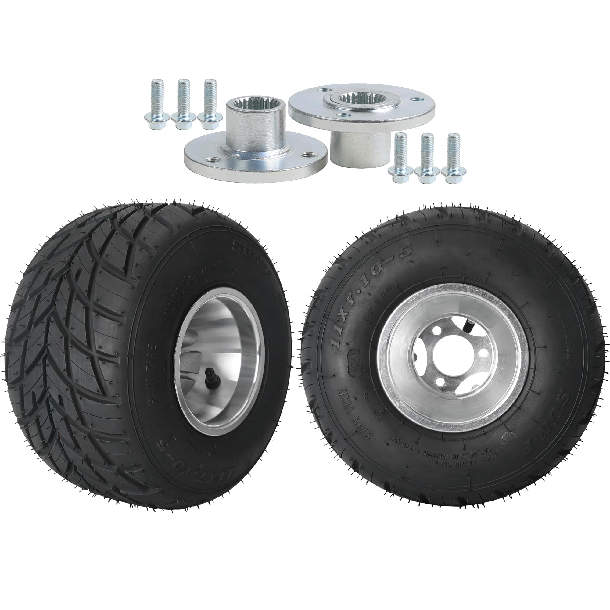 2pc 11x7.10-5 Tire and Rim 5 Inch Go Kart Wheels Racer Rain Tire Rim ...