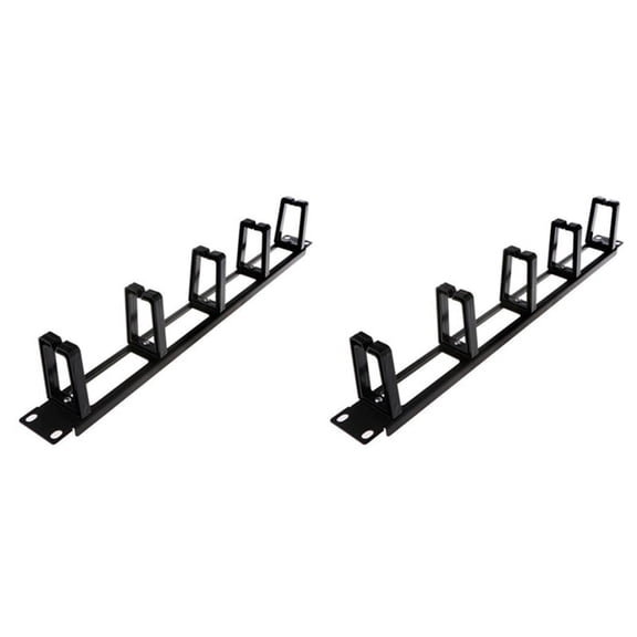 2pc 19Inch 1U Rack Cabinets Network Organizer Hollow Metal Base Five Ring Detachable Wire Manager Frame