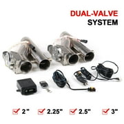 2pc 2 2.25 2.5 3 63mm Exhaust Control Cut Out Dual Valve Electric Y Pipe Wireless Remote