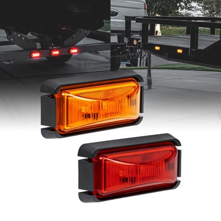 2pc 2.5" Amber Red LED Trailer Marker Light Black Bezel DOT FMVSS 108 SAE P2PCÂ