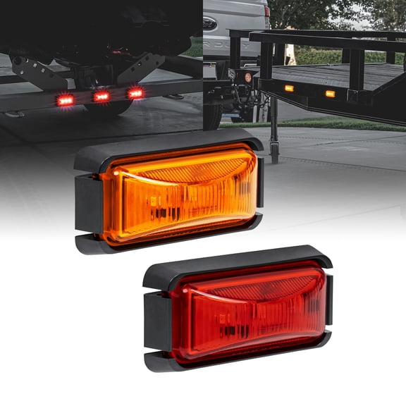 2pc 2.5" Amber Red LED Trailer Marker Light Black Bezel DOT FMVSS 108 SAE P2PCÂ 