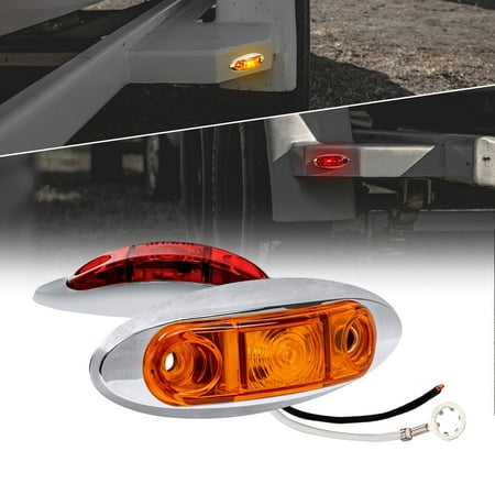 2pc 2.5" Amber Red LED Trailer Marker Light Chrome Bezel DOT FMVSS 108 SAE P2Â