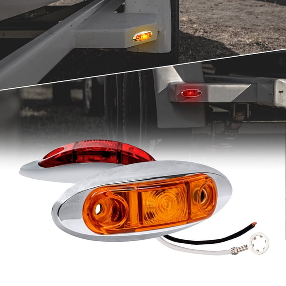 2pc 2.5" Amber Red LED Trailer Marker Light Chrome Bezel DOT FMVSS 108 SAE P2Â&nbsp;