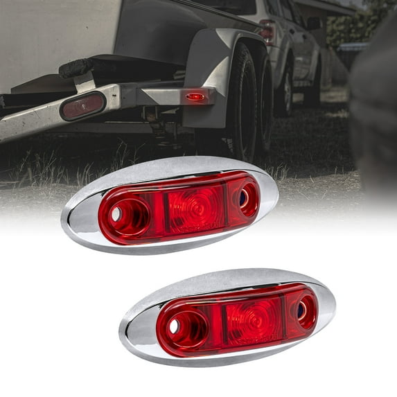 2pc 2.5" Red LED Trailer Marker Light Chrome Bezel DOT FMVSS 108 SAE P2Â 