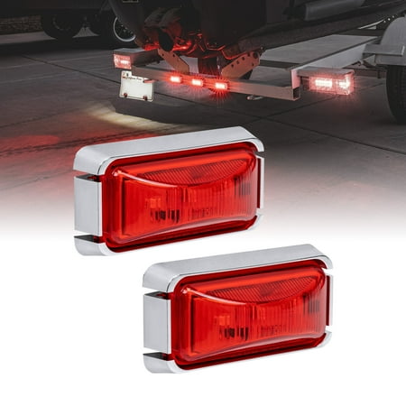 2pc 2.5" Red LED Trailer Marker Light Chrome Bezel DOT FMVSS 108 SAE P2PCÂ