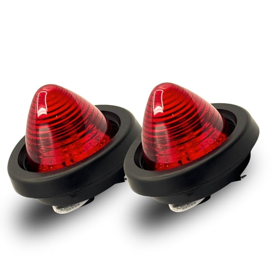 All Star Truck Parts 2 Inch Red Beehive 9 LED Boat Trailer Marker Light Grommet & Plug IP67 Submersible 12V Bee Hive Cone for RV Semi Truck Auto 2x