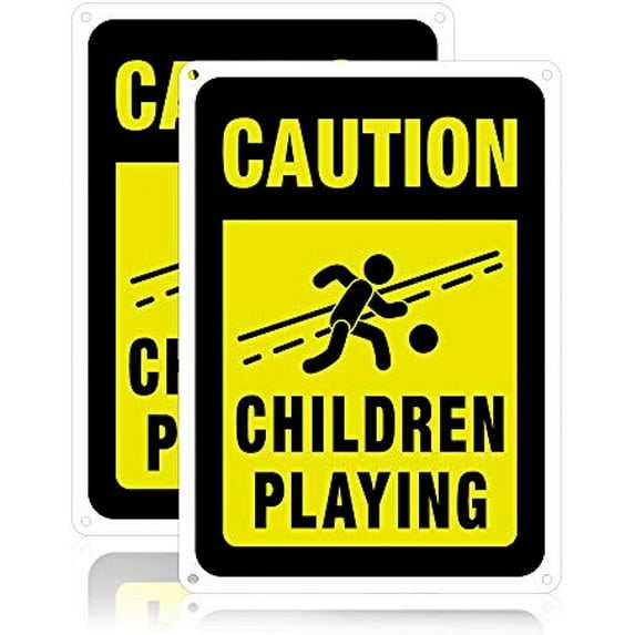 2pc 2 Pack Children Playing Caution Sign30 Mil Aluminum Security Warning Signs