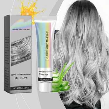 2pc 2-in-1 Natural Essence Extract Silver Hair Dye Gray Hair Color Cream Hoegoa Silver Hair Dye