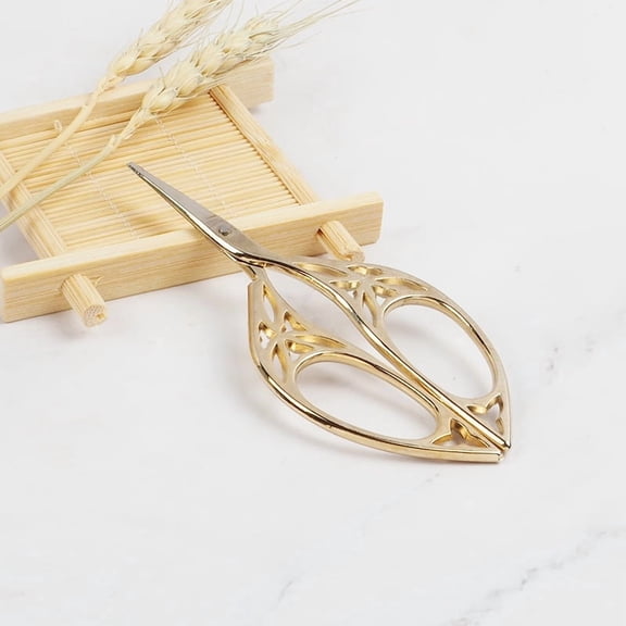 2pc 201 Stainless Steel Scissors Craft Scissor Tea Bag Scissors Leaf for Needlework Golden 10.7x4.7cm