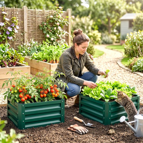 2pc 23.5" Elevated Herb & Vegetable Planting Box Kit w/ Versatile Uses, Green