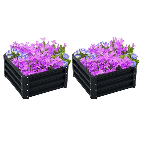 2pc 23.5 Inch Elevated Herb Vegetable Planting Box Kit Dark Gray Versatile Garden Planter