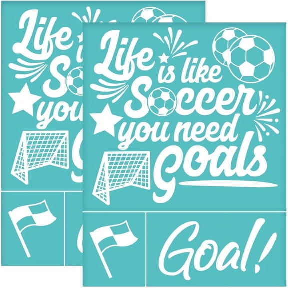 2pc 2Pcs 8.6x11 Inch Soccer Goals Self-Adhesive Silk Screen Printing Stencil Football Silk Screen Stencil Sports Theme Reusable Mesh Stencils Transfer for DIY T-Shirt Fabric Painting