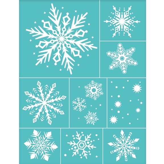 2pc 2Pcs Self Adhesive Printing Stencil Snowflake Silk Screen Printing Stencil Christmas Theme Reusable Mesh Stencils for DIY Home Decor T-Shirt Pillow Fabric Bags (11×8.7inch)/(28x22cm)