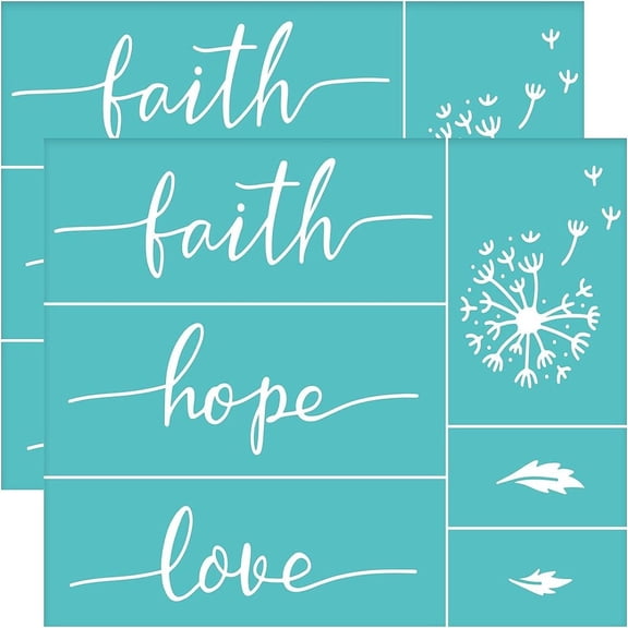 2pc 2Pcs Self-Adhesive Silk Screen Printing Stencil Faith Hope Love Silk Screen Stencil Reusable Washable Mesh Stencils Transfer for DIY T-Shirt Fabric Painting - 14x19.5cm