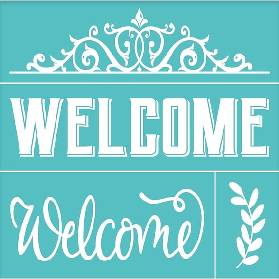 2pc 2Pcs Self-Adhesive Silk Screen Printing Stencil Welcome Silk Screen Stencil Reusable Mesh Stencils Transfer Washable Home Decor for DIY T-Shirt Fabric Painting - 22x28cm DIY