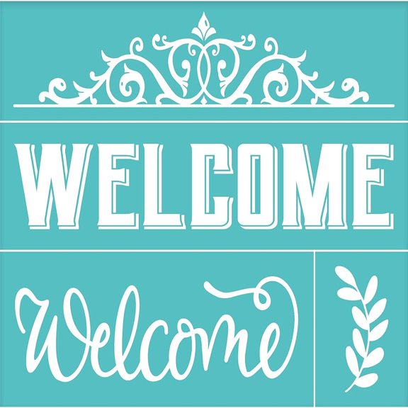 2pc 2Pcs Self-Adhesive Silk Screen Printing Stencil Welcome Silk Screen Stencil Reusable Mesh Stencils Transfer Washable Home Decor for DIY T-Shirt Fabric Painting - 22x28cm DIY