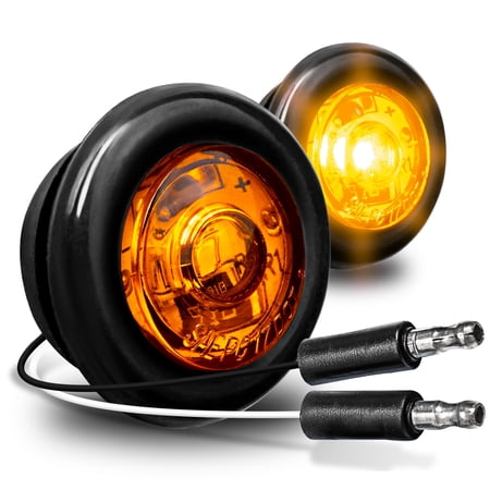 2pc 3/4" Round DOT P2PC Amber LED Bullet Clearance Marker Lights for Trailer