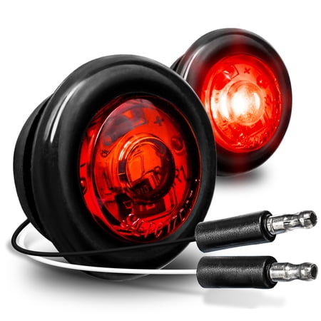 2pc 3/4" Round DOT P2PC Red LED Bullet Clearance Marker Lights for Trailer