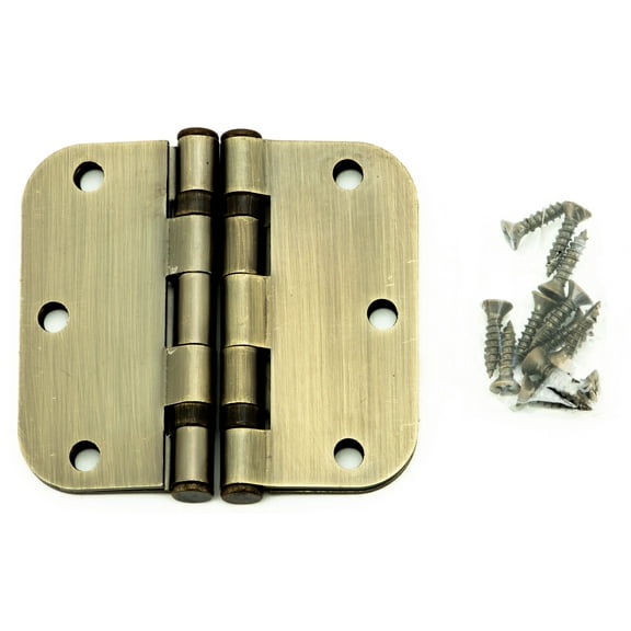 2pc 3.5" Hinge Pair 5/8" Radius 2.2mm Brushed Bronze with Color Matched Screws