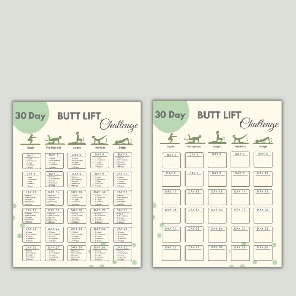 2pc 30 Day Hip Lift Challenge Poster Hip Lift Training Poster Hip Lift Plan Hip Exercise Poster Hip Exercise Hip Muscle Exercise Poster