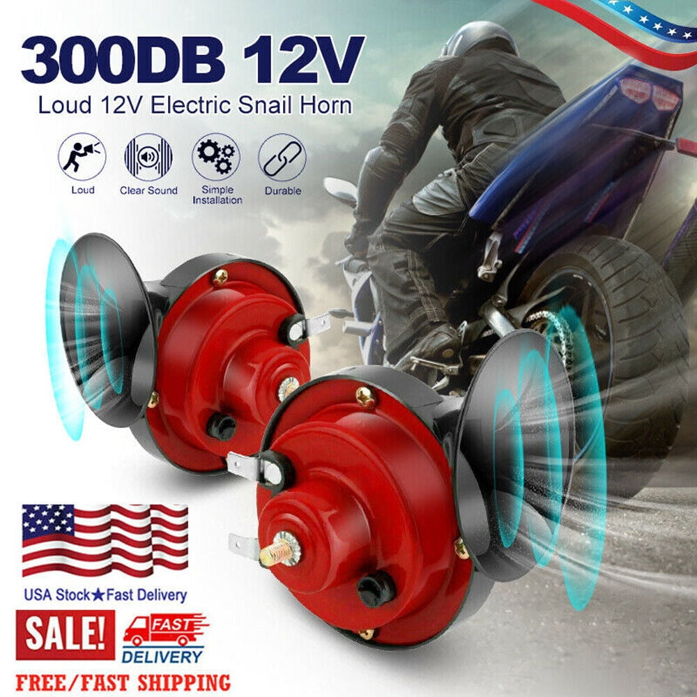 2pc 300DB Super Snail Air Train Horn For Truck Suv Boat Motorcycle 12V
