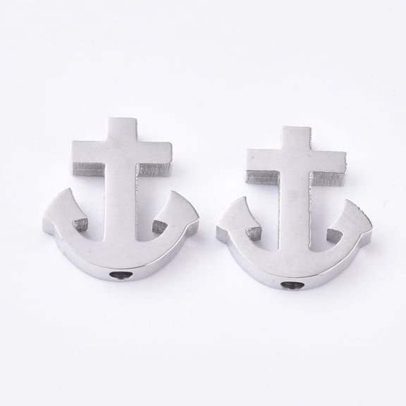 2pc 304 Stainless Steel Beads Anchor Stainless Steel Color 14.5x14x3mm Hole: 1.8mm
