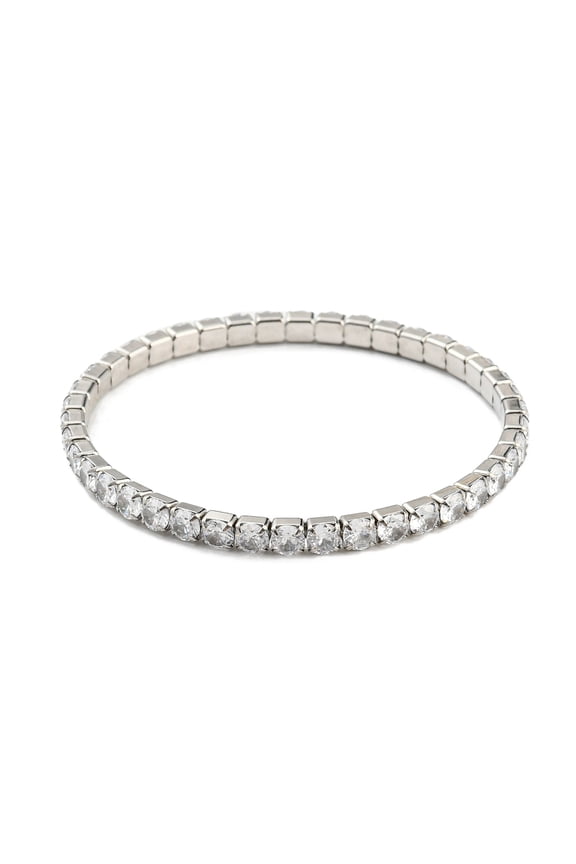 2pc 304 Stainless Steel Bracelets Cubic Zirconia Tennis Bracelets for Women Platinum Clear 1/8 inch(0.4cm) Inner Diameter: 2 inch(5cm)