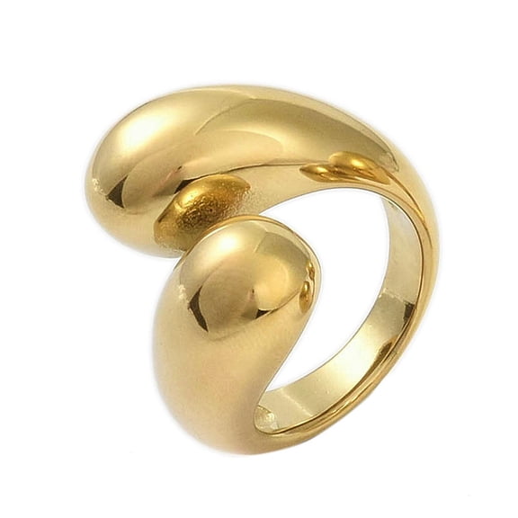 2pc 304 Stainless Steel Ion Plating(IP) Rings Real 18K Gold Plated Adjustable