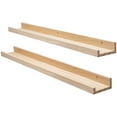 thumbnail image 1 of 2pc 36in Natural Wood Floating Shelves, Country Rustic Style Wall Shelves for Kids Books, Photo Picture Ledge, Nursery Decor, 1 of 9