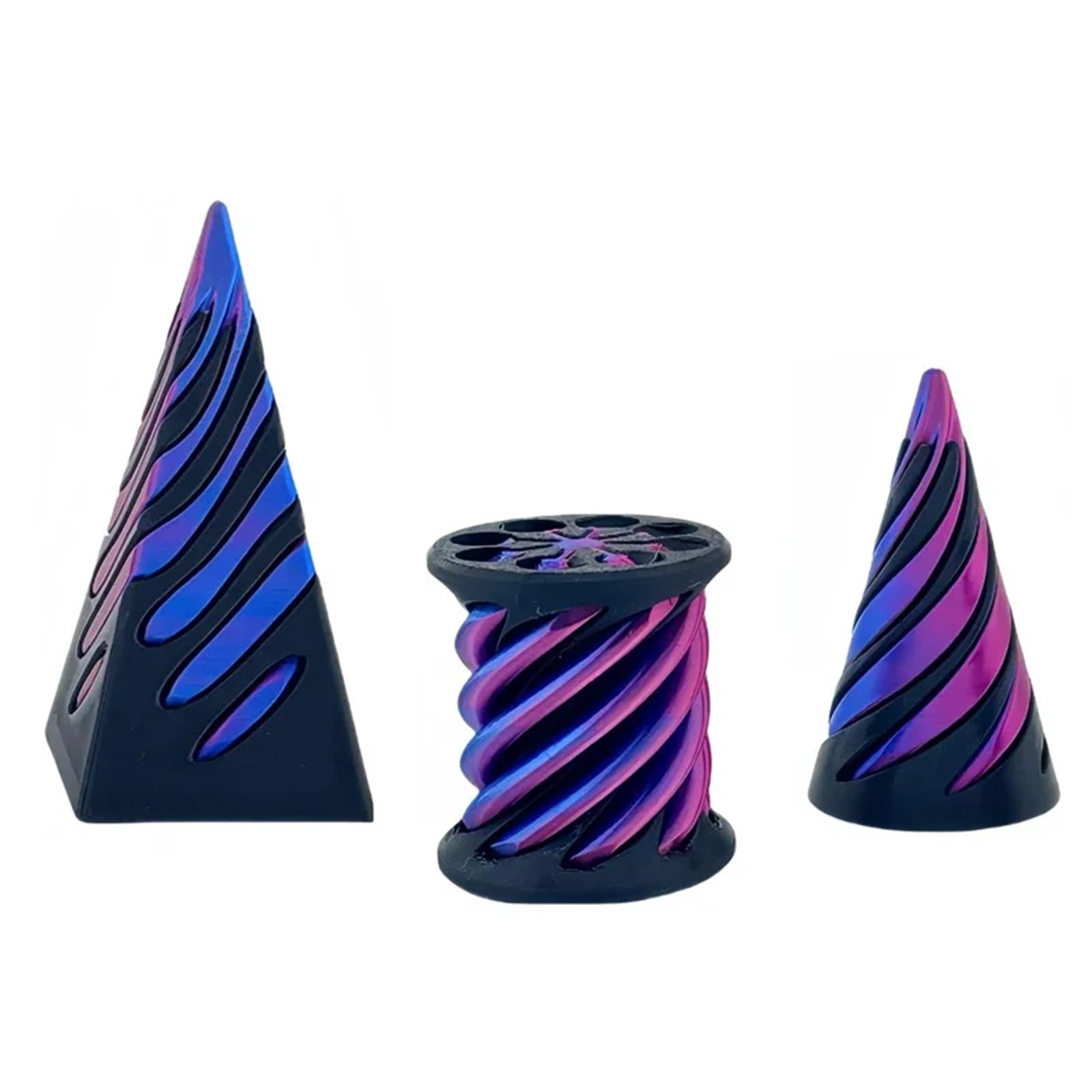 2pc 3D Printed Spiral Fidget  Decompression Spinning Three-Dimensional Structure Fingertip Dual Color Stress Relief  Desk