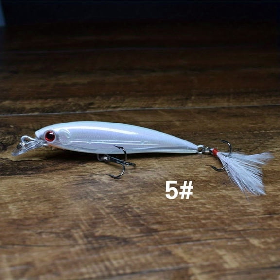 2pc 3D Sinking Bionic Minnow Fishing Lure with Artificial feather hook Laser Eyes Treble Hook - 90mm, 7g Artificial Hard Bait for Outdoor Fishing