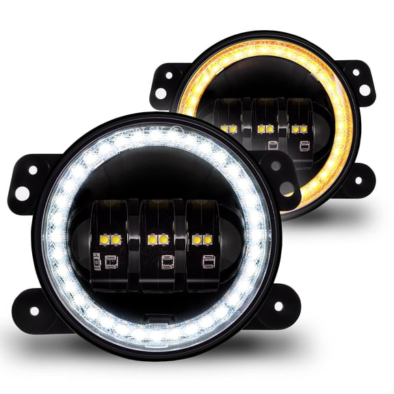 TRUE MODS 60W 4 Inch Round LED Fog Lights Replacement for 2007-2018 Jeep Wrangler JK JKU 2018-2026 Wrangler JL Gladiator JT Unlimited Sport S Rubicon Sahara Front Bumper Light w/DRL Amber Turn Signal