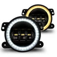 thumbnail image 1 of TRUE MODS 4" 60W LED Fog Lights Replacement For 2007-2018 Jeep Wrangler JK Unlimited JKU Sport S Rubicon Sahara Front Bumper Off-Road Round Driving Light Bulb Lamp [HALO DRL] [Amber Turn Signals], 1 of 8