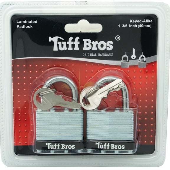 2pc 40mm Laminated Padlock Brass Tumblers Keyed Alike