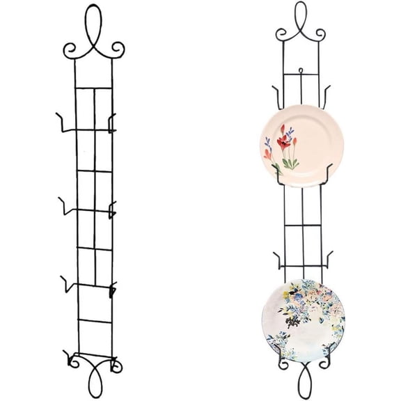 2pc 42 Inch Plate Hangers for the wall Display Rack Holders Metal Vertical for Collectible Plates 4 Tier Taiwan Made Black