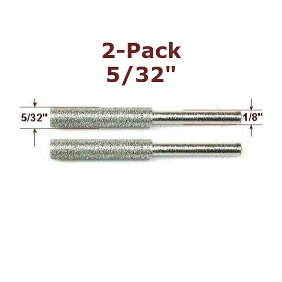 2pc 5/32" Diamond Chain Saw Sharpener Burr Bit File 120 Grit Dremel Rotary Tool