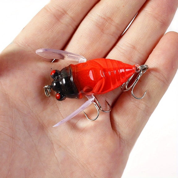 2pc 5cm/1.96in 4.5g Artificial Ladybug Fishing Bait, Cicada Beetle Insect Wobblers Fishing Lures Jigs, Topwater For Bass Carp Fishing Tackle