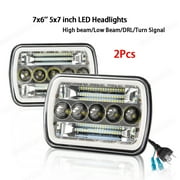 2pc 5x7 7x6 LED Headlights w/DRL & Turn Light For Nissan Pickup Hardbody D21
