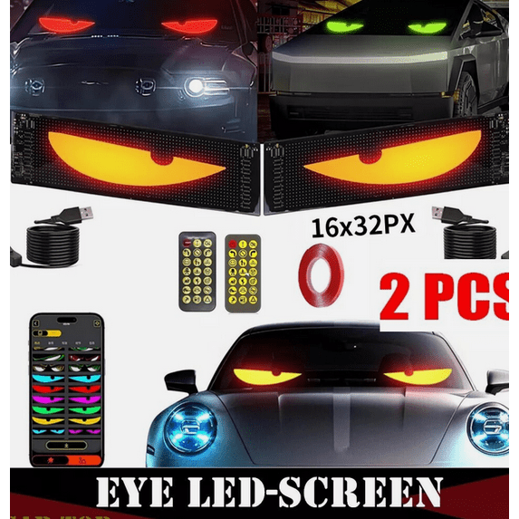 2pc-6.8in Dynamic Animated LED Car Eyes Halloween, Blinking LED Devil ...