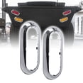 thumbnail image 1 of 2pc 6" Oval Chrome Tail Light Bezel Brake Turn Reverse Trailer RV, 1 of 3