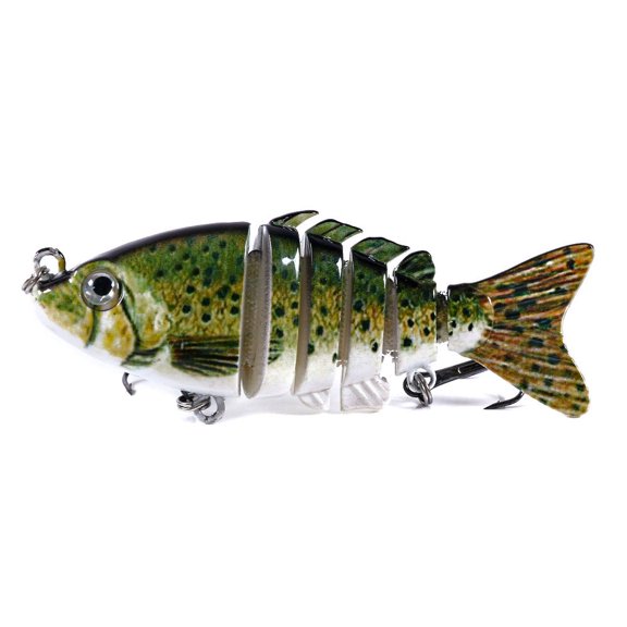 2pc 6-Segment Lifelike Fishing Hard Lure Crankbait with 3D Eyes and 2 Hooks - Ideal for Catching Bass, Pike, and More - 3.15in (8cm) and 13g - Must-Have Fishing Accessory