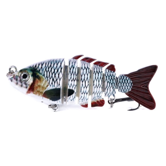2pc 6-Segment Lifelike Fishing Hard Lure Crankbait with 3D Eyes and 2 Hooks - Ideal for Catching Bass, Pike, and More - 3.15in (8cm) and 13g - Must-Have Fishing Accessory