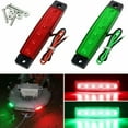 thumbnail image 1 of 2pc 6LED 12-24V Bus Trailer Boat Stern Light Side Marking Indicator Red + Green, 1 of 6