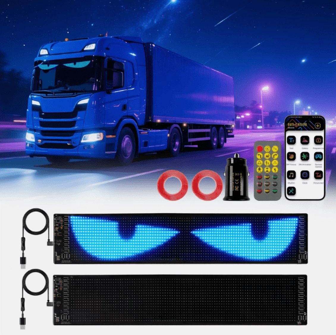 2pc-7*17.3cm Truck-specific Magic Eye LED screen truck headlights Truck ...